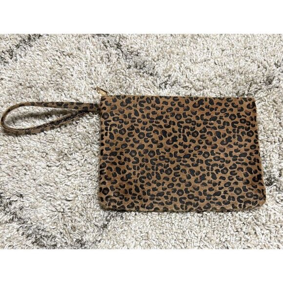 Leopard Faux Fur Wristlet Clutch - Picture 2 of 7